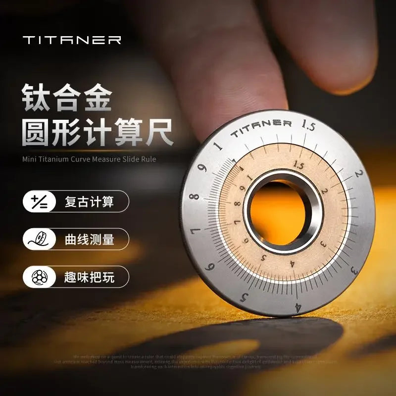 EDC Titanium Alloy Brass Ring Disc Ruler Measurement Drawing Ruler Math Outdoor Portable Decompression Ring