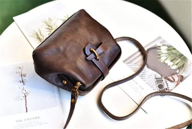 Fashion Genuine Leather Mini Ladies Shoulder Bag Natural First Layer Cowhide Women's Weekend Party Green Small Crossbody Bag