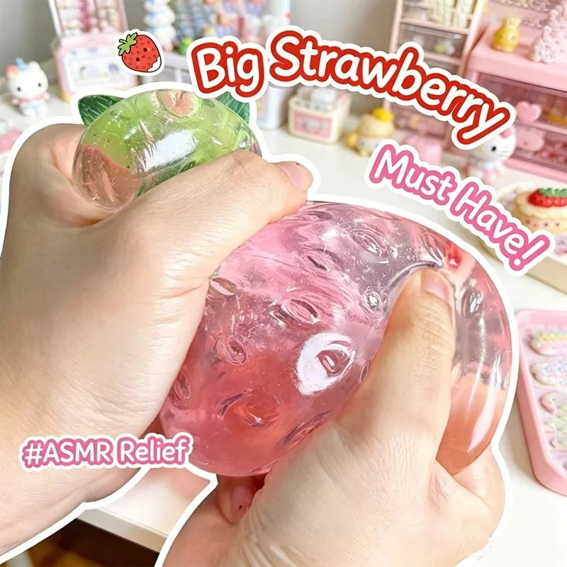 Squishy Vaseline Strawberry Stress Ball Toy Creative Strawberry No Rebound Squeeze Fidget Toy ASMR Sensory Stress Relief Toys