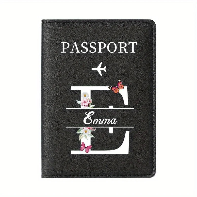 Personalized Custom Black Passport Holder with Custom Name - 26 Letters and Surname. Fashionable Foldable Travel Accessory