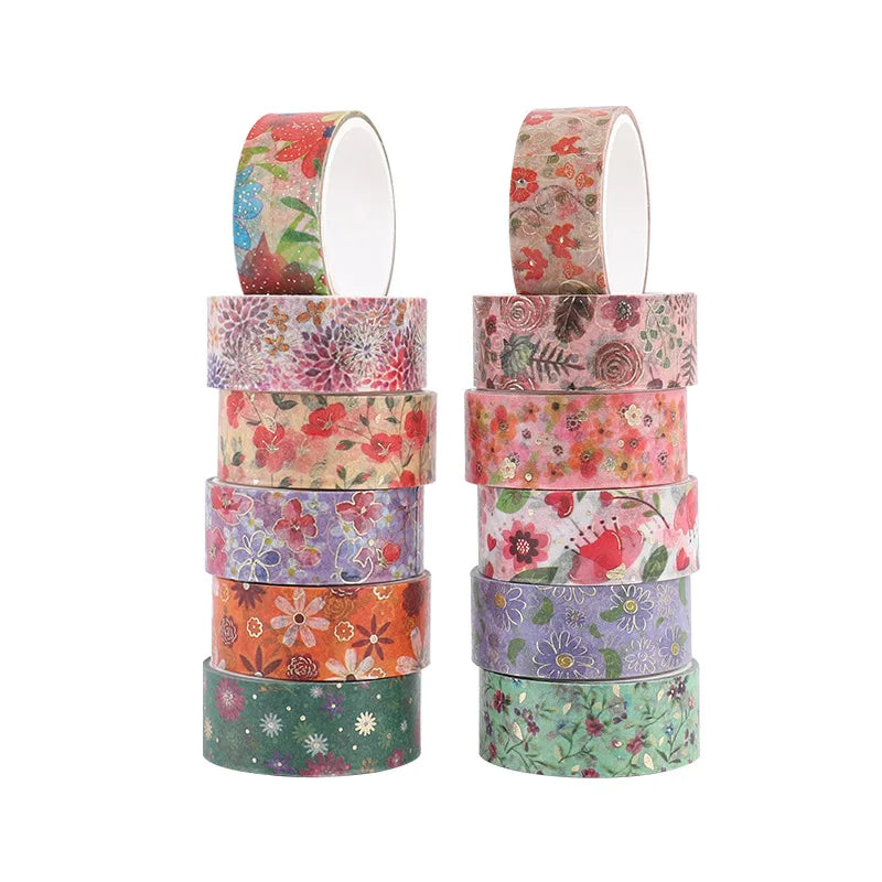 12Pcs/Set Japanese Style Washi Tapes Masking Tape Washi Stickers Scrapbooking Adhesive DIY Decorative Stationery School Supplies