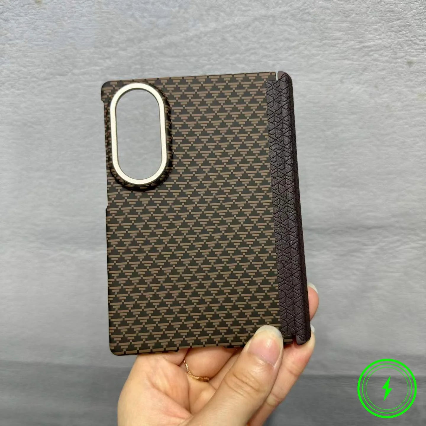 Luxury Busienss Nano-carving Carbon Fiber Texture Case for For Samsung Galaxy Z Fold 8 for Magsafe Hinge Alloy Lens Phone Cover