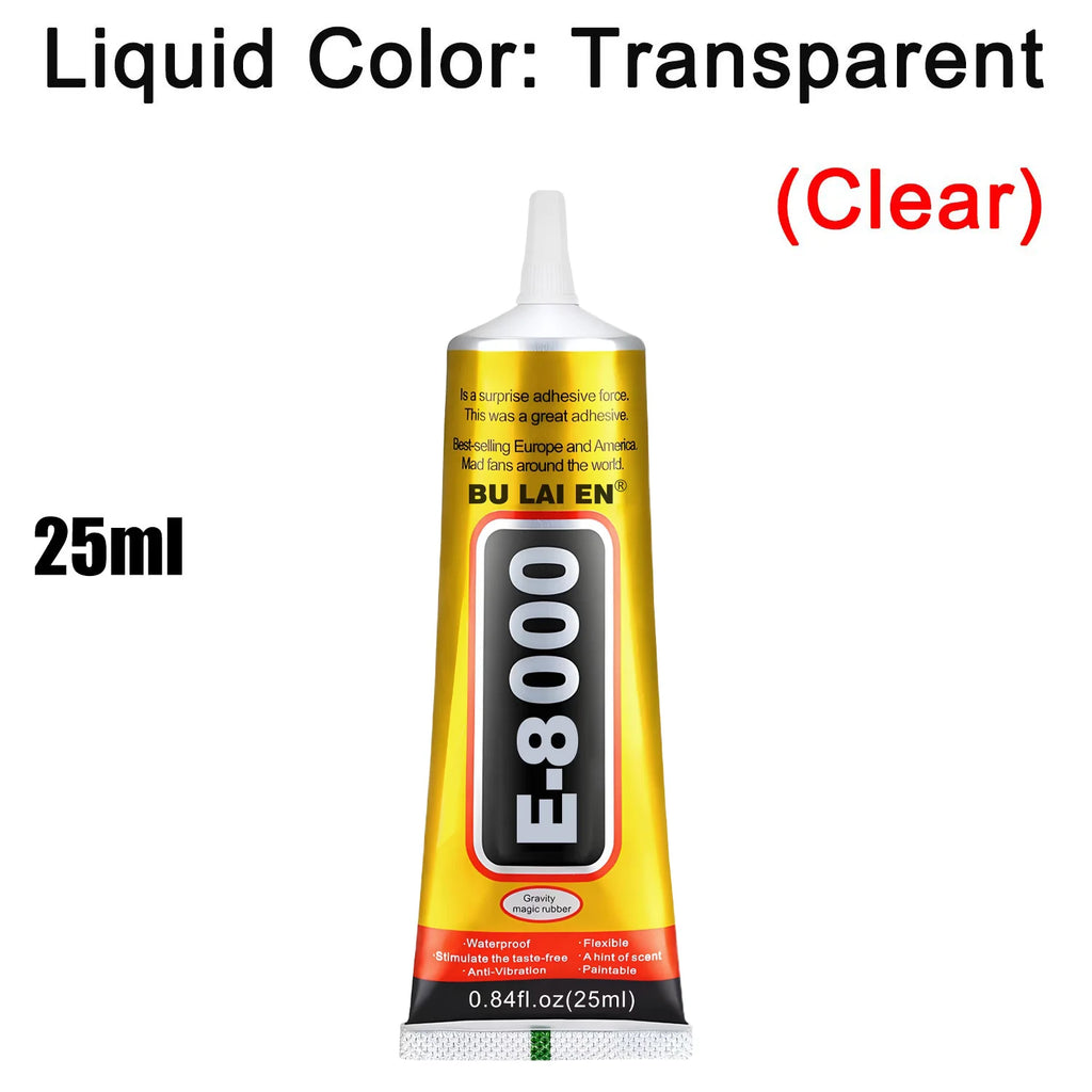 15/25/50/110ml E8000 Glue 110ml  Mobile Phone Screen Repair High-Strength Transparent Super Screen Border Adhesive Glass Jewelry DIY Crafts Universal Touch Screen Tools.