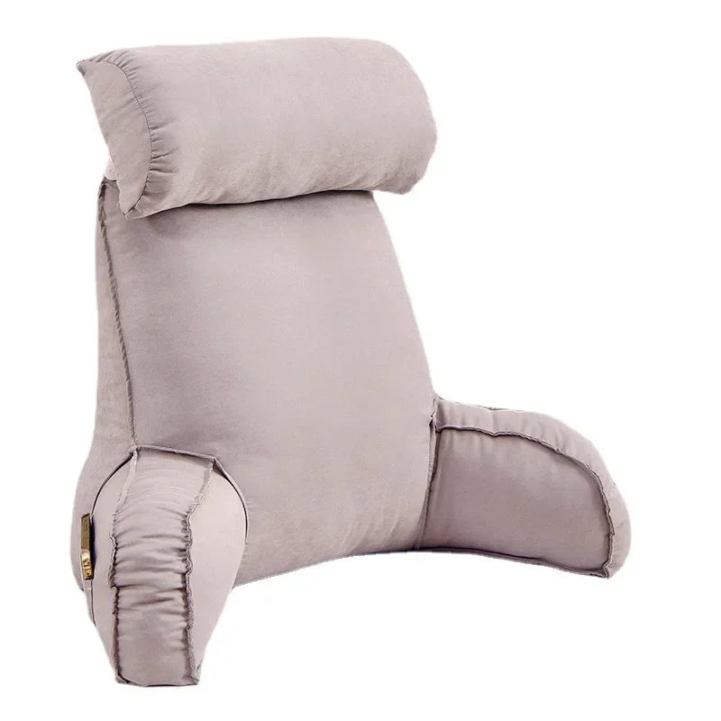 Large backrest reading pillow with arm and neck pillow filled with pearl cotton for comfortable and full support.