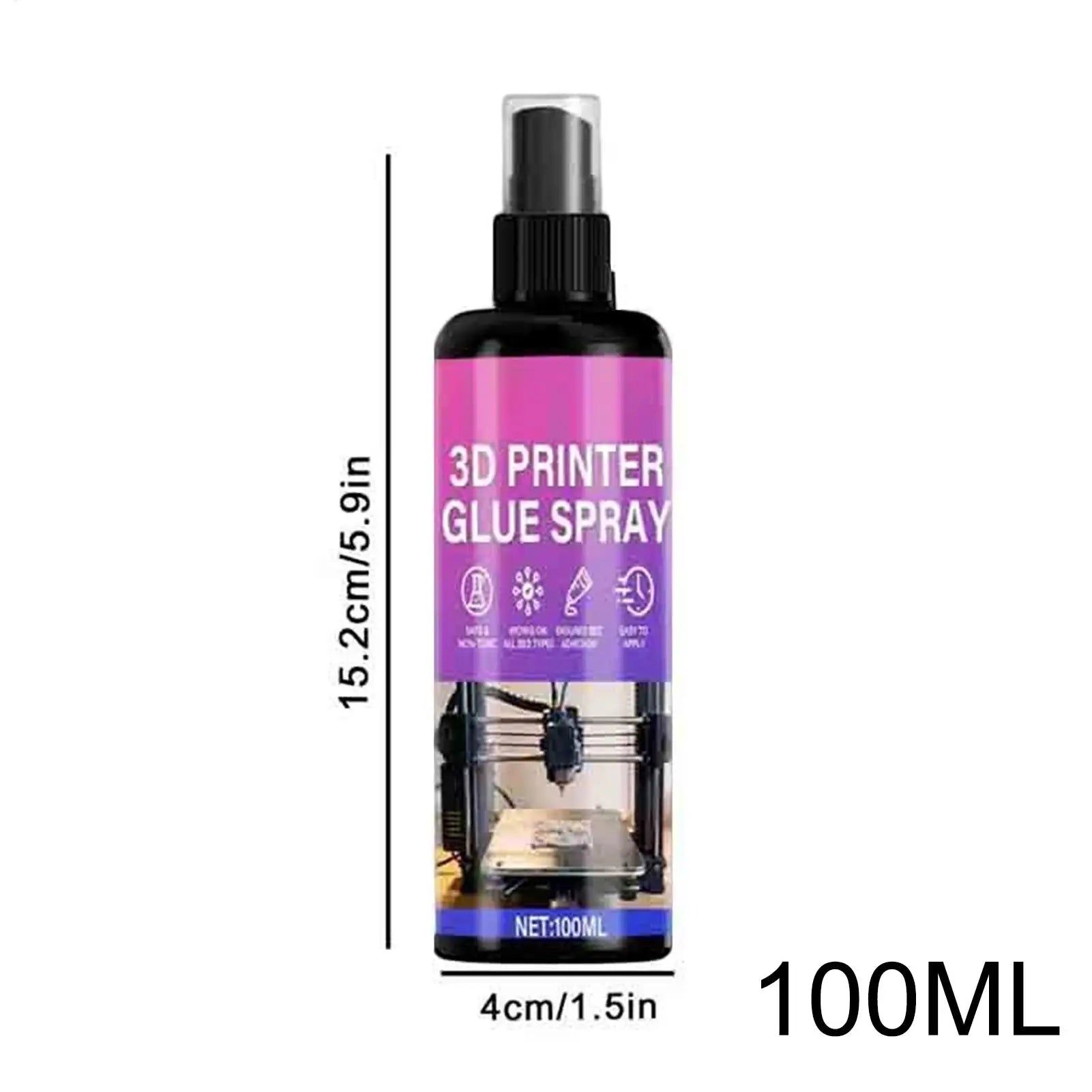 100ml 3D Printer Adhesive Long Lasting Reduces Warping Glue Spray Build Plate Glue universal for Fabric Crafts Quilting Sewing
