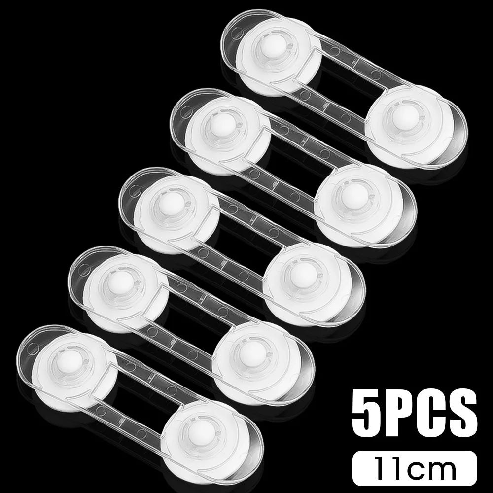 5Pcs Self Adhesive ABS Plastic Transparent Child Safety Lock Fridge Cabinet Door Anti-pinch Buckle Furniture Drawer Fixed Locks