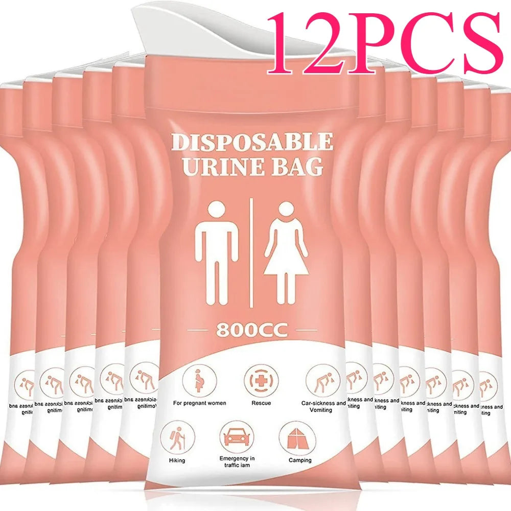 12PCS New Car Emergency Urine Bag, Disposable Portable Urine Bag for Men and Women, Long-Distance Travel Peephole Bag