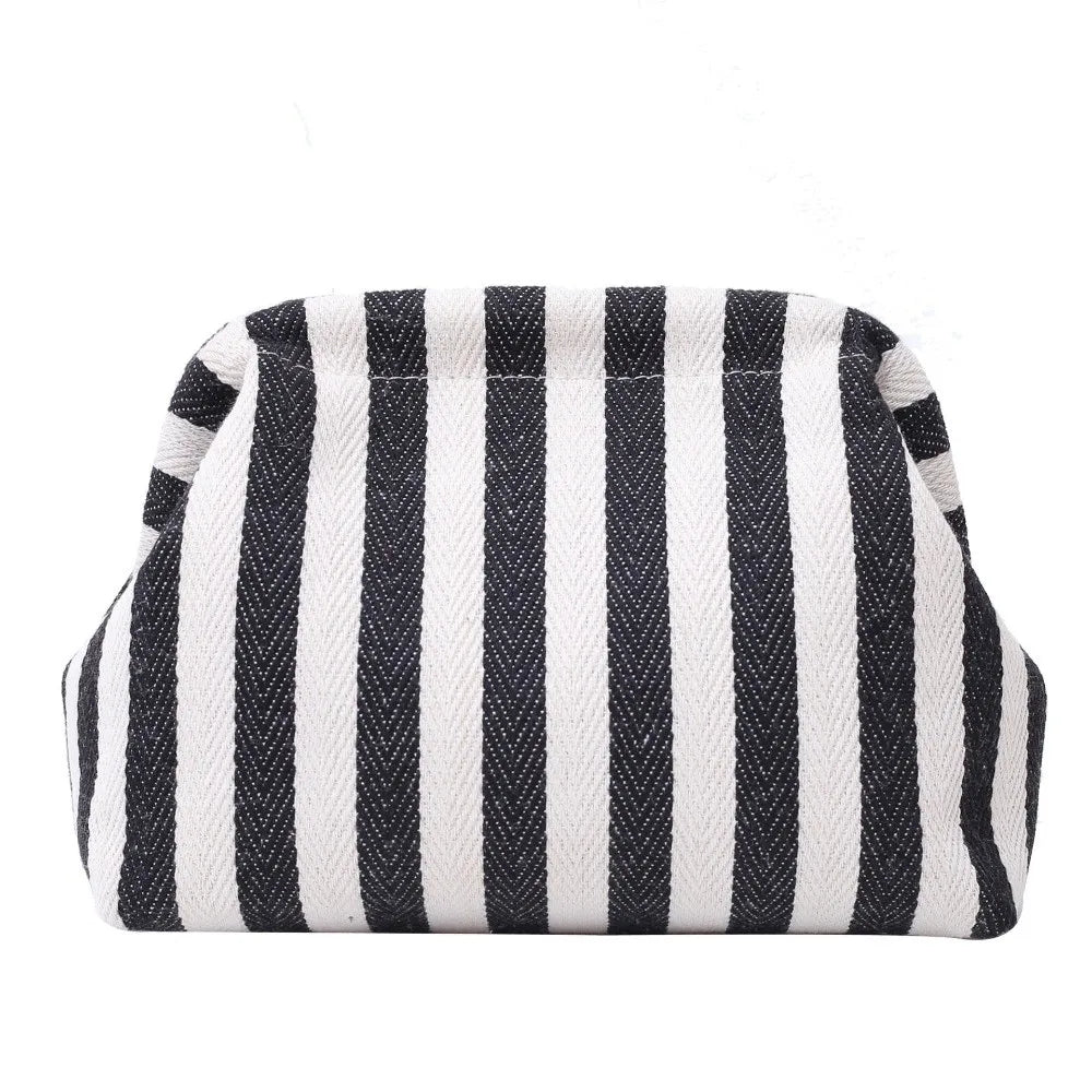 Elegant Woven Crochet Purses Large Capacity Striped Pattern Beach Clutch Handbags Woven Texture Colorblock Design