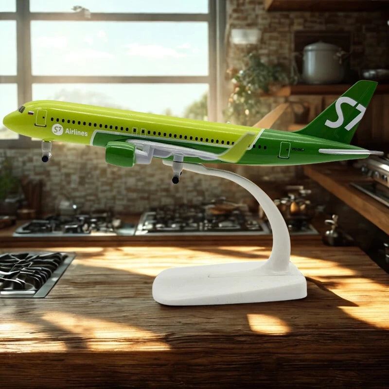 20cm A320 Siberian S7 Airlines Airplane Model Metal Replica Plane Model Simulation Passenger Aircraft Static Gift