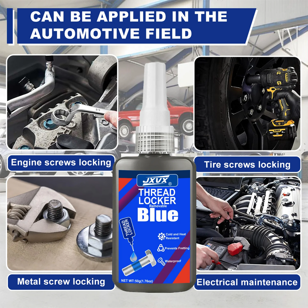 Threadlocker Screw Glue Blue Medium Strength Quickly Cured Thread Locking Agent Anaerobic Adhesive  Industrial Thread Sealant,Replaces Washers,,Suitable for All Metal Threaded Assemblies,1-6pcs.