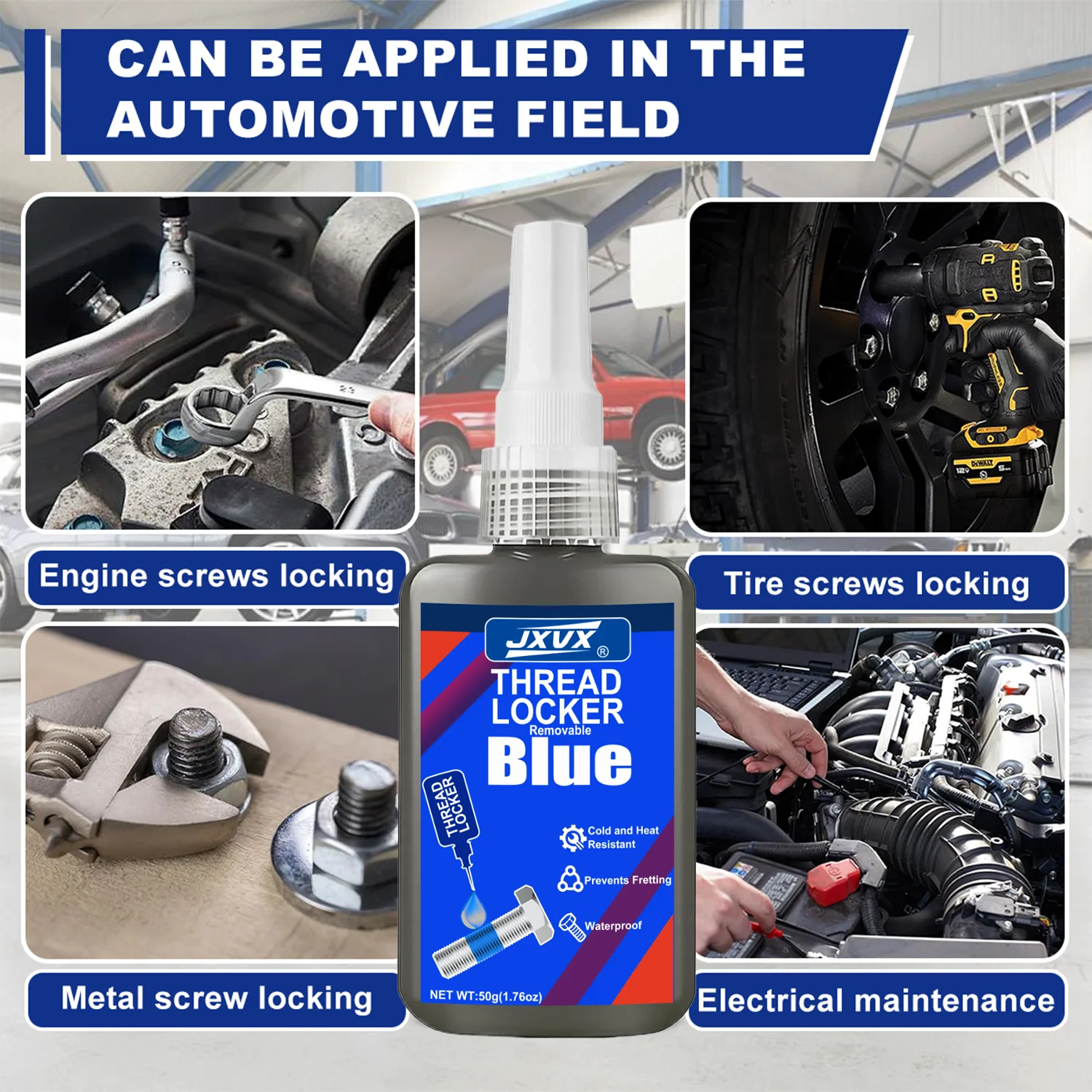Threadlocker Screw Glue Blue Medium Strength Quickly Cured Thread Locking Agent Anaerobic Adhesive  Industrial Thread Sealant,Replaces Washers,,Suitable for All Metal Threaded Assemblies,1-6pcs.