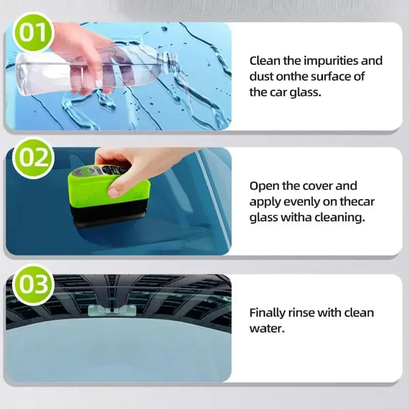 Car Glass Oil Film Remover Automotive Car Glass Sponge Cleaning Brush Front Inside Windshield Glass Oil Film Cleaning Agent