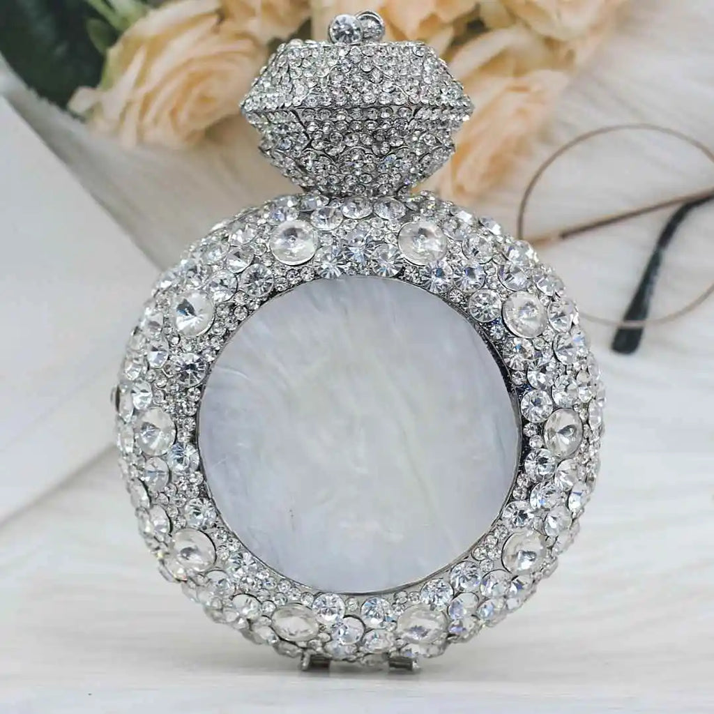 New Design Big Diamond Ring Bag Women Clutch Purse Bridal Wedding Rhinestone Evening bags lady handbags Silver and gold