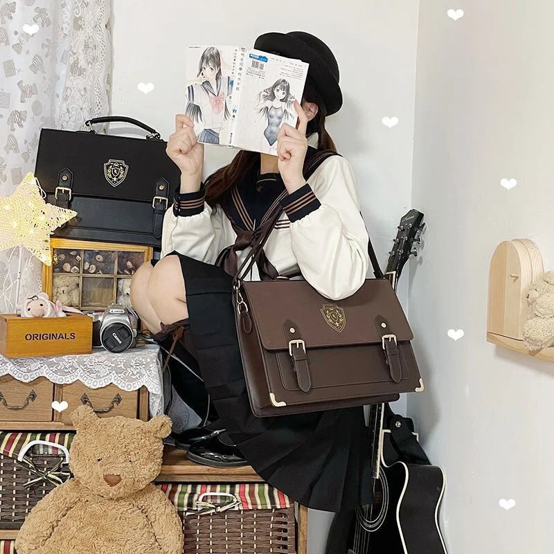 Jingchuan University jk uniform bag college wind one shoulder crossbody portable student women's bag badge retro double shoulder