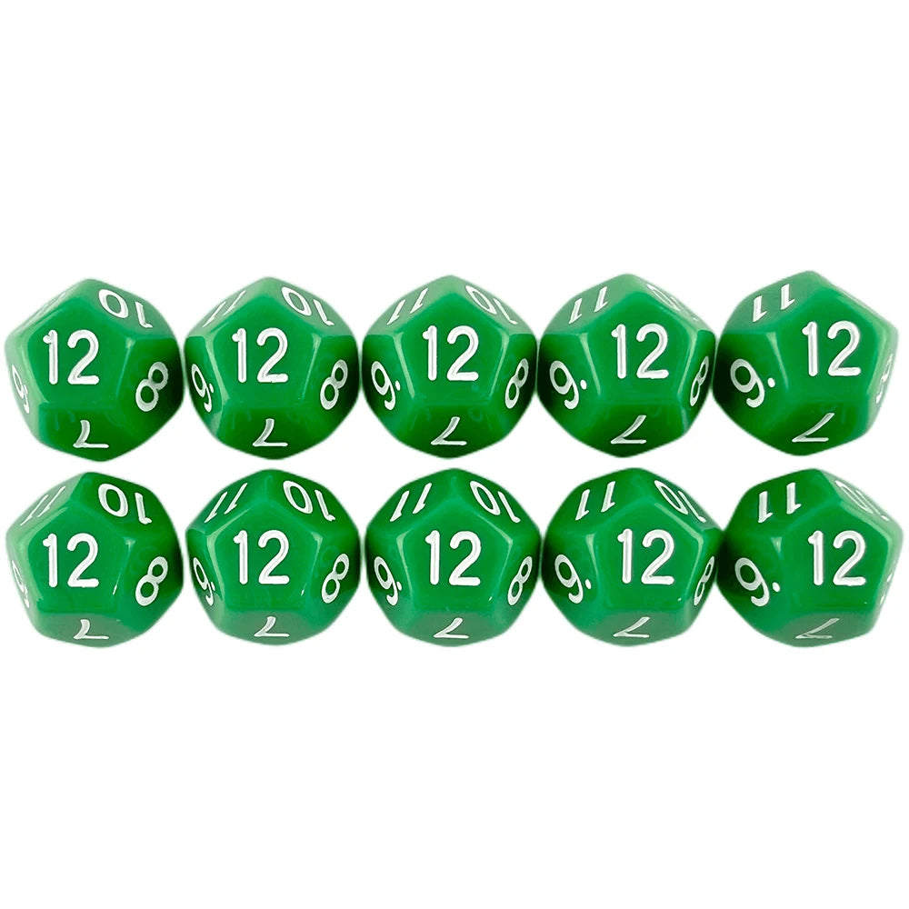 D12 Polyhedral Dice 18mm TRPG DND Digital Dice Game Set 12 Sides 10Pcs for Board Game