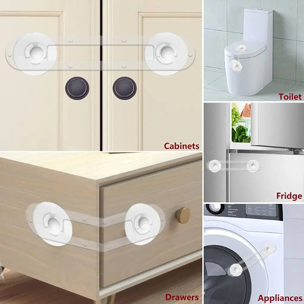 5Pcs Self Adhesive ABS Plastic Transparent Child Safety Lock Fridge Cabinet Door Anti-pinch Buckle Furniture Drawer Fixed Locks