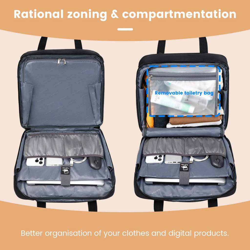 Rolling Backpack Carry On Luggage  Large Capacity Wheeled Travel Double Shoulder Bag Rolling Briefcase for Men&Women Waterproof