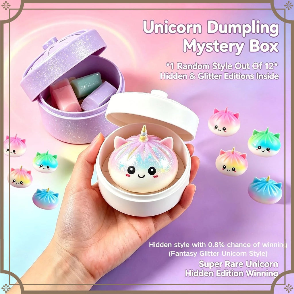 Kawaii Random 1Pc Unicorn Dumpling Squishy Mystery Box Glitter Fake Food Aesthetic Room Desk Decor Ornament Surprise Present