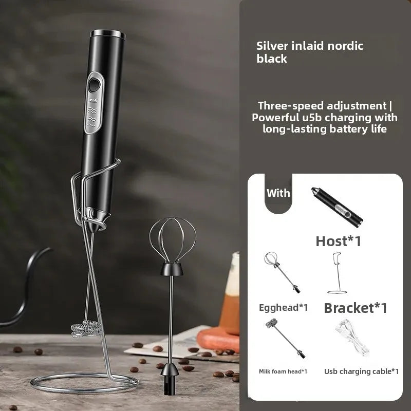 2 in 1 USB Rechargeable Electric Egg Beater Whisk Coffee Mixer Double Heads Milk Frothers  Baking Stirrer Kitchen Gadgets