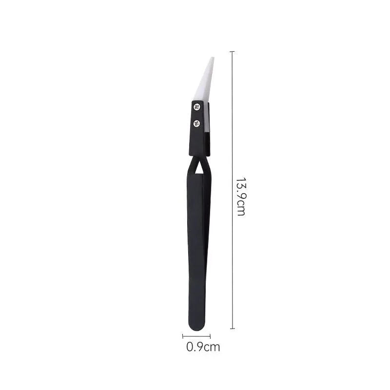 3PCS Ceramic Straight Tip Electronic Soldering Tweezers Anti-Static Reverse Acid Resistant Precision Chuck Ceramic Tweezers