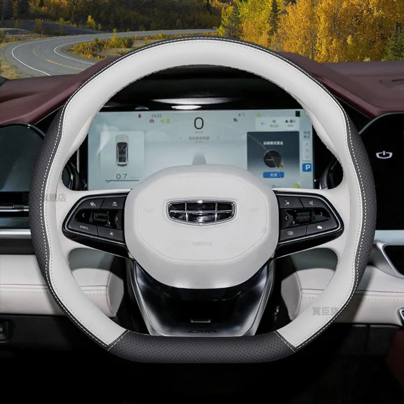 Car Nappa Leather Non-slip Steering Wheel Cover For Geely Emgrand GL GS EV450 Xingyue L S Boyue L Cool Yinhe L7 Xingyao 8 Binrui