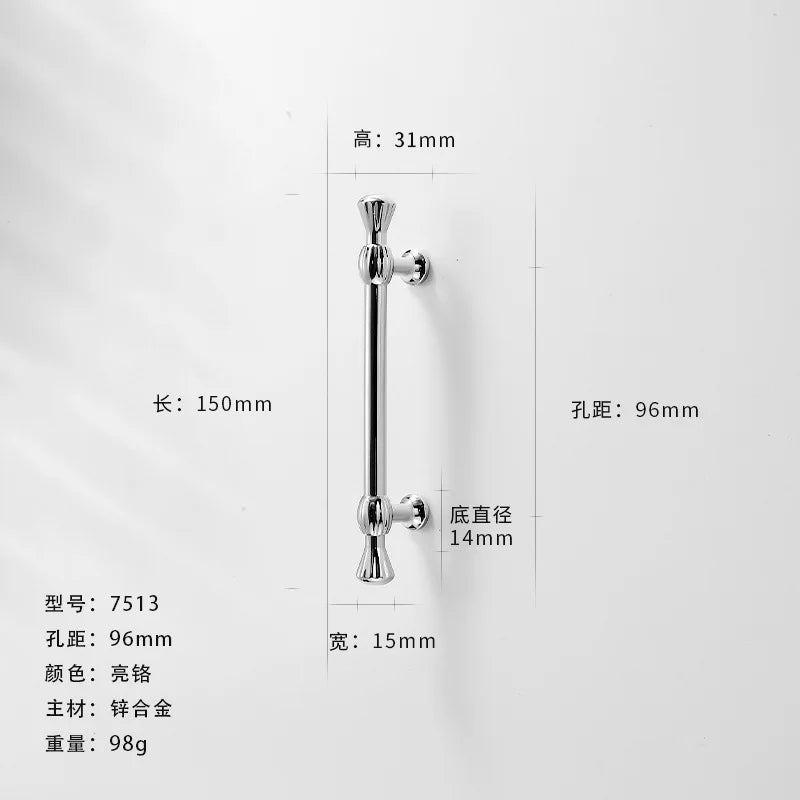 Bright Chrome Silver Wardrobe Door Handle Modern Minimalist Zinc-Alloy Pull for Cabinet Shoe Cabinet  Drawer Furniture Hardware