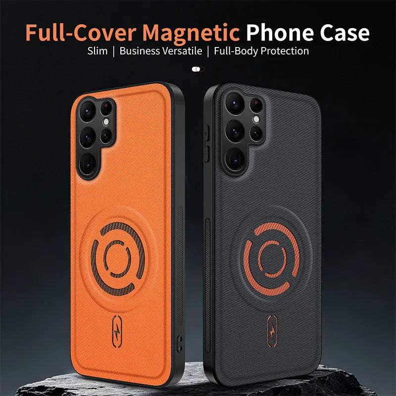 For Magsafe Magnetic Solid Color Soft TPU Frame + PC PU Leather Phone Case For Samsung S26 S24 S25 Ultra Plus FE A57 A56 A55 A54