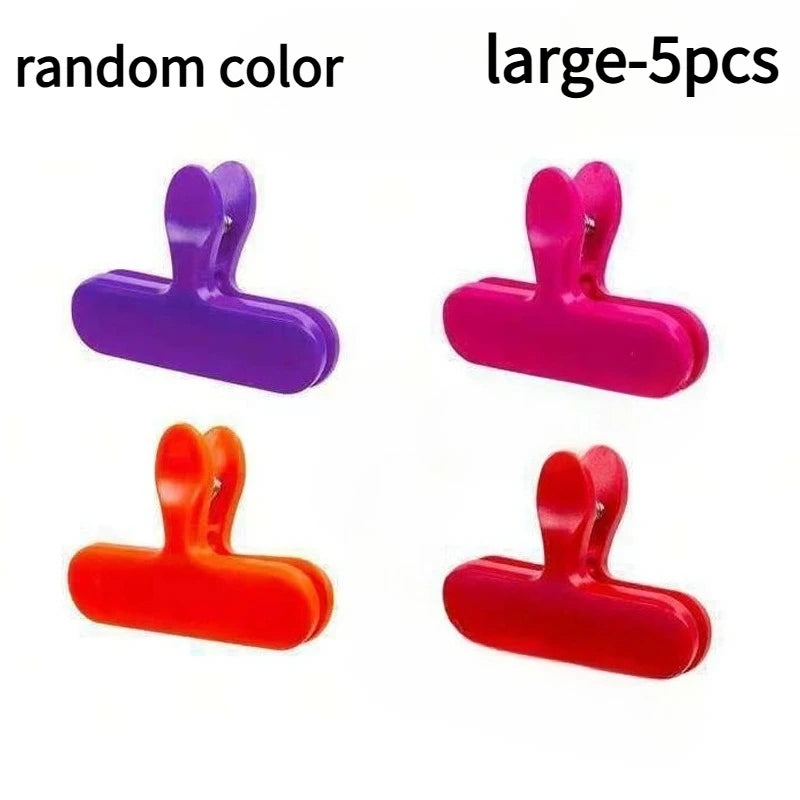 5pcs Stainless Steel and Plastic Rainbow Clips Random Color Set,Suitable for Kitchen, Home Organization.Multifunctional Fixer