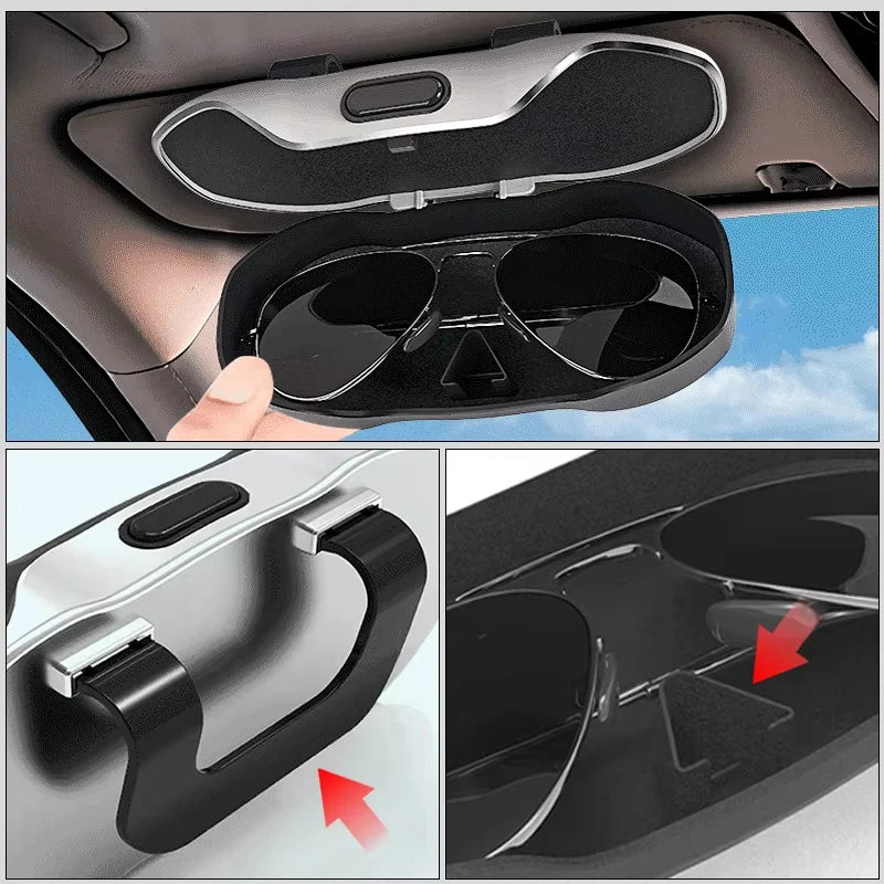 Car Glasses Case Sunglasses Storage Box Car Visor Glasses Case Premium ABS Flocking Inner Anti-Scratch Eyeglasses Protection Box