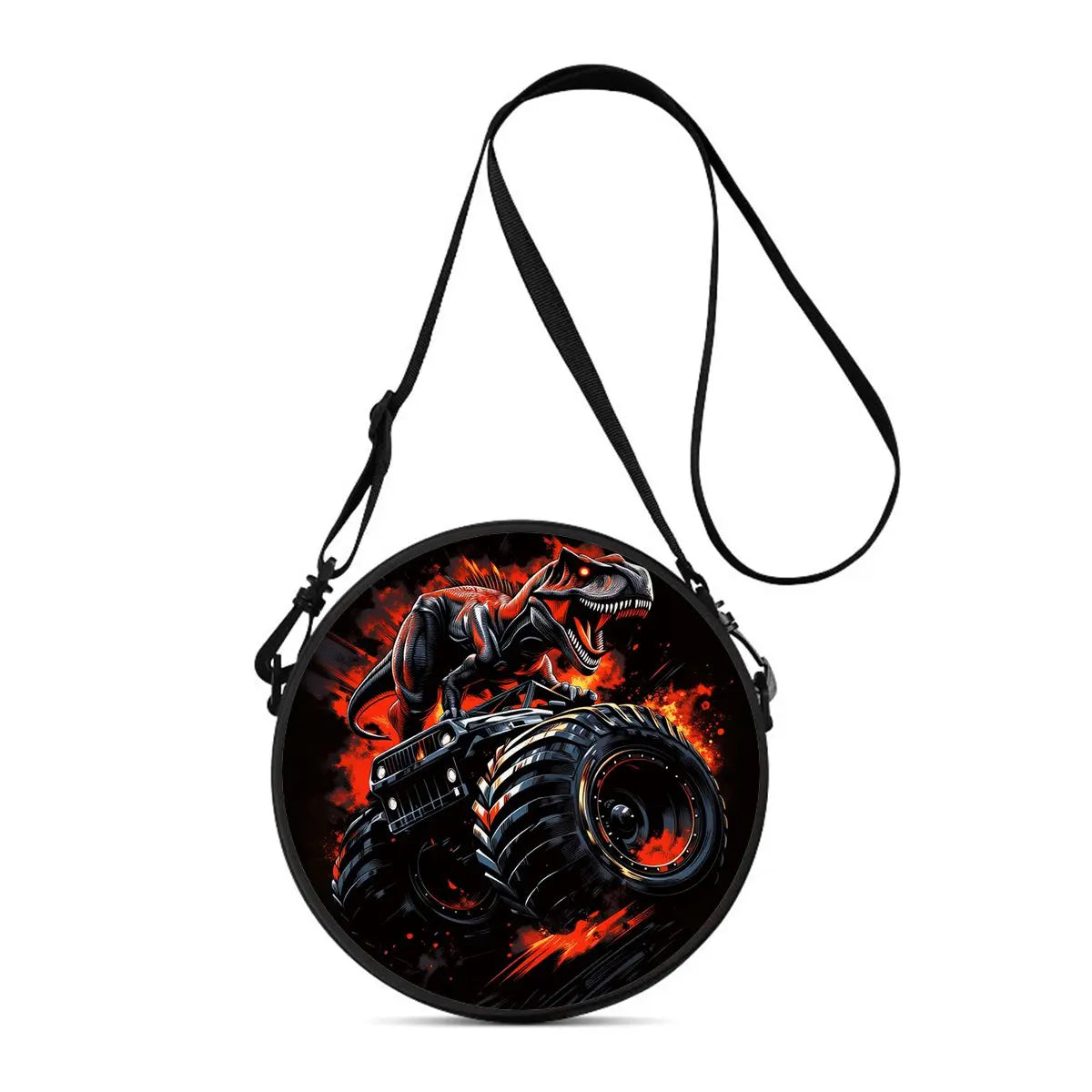 Dinosaur Print Round Shoulder Bag Casual Messenger Bag for Woman Best Gifts 2D Flat Casual Daily Crossbody Bag