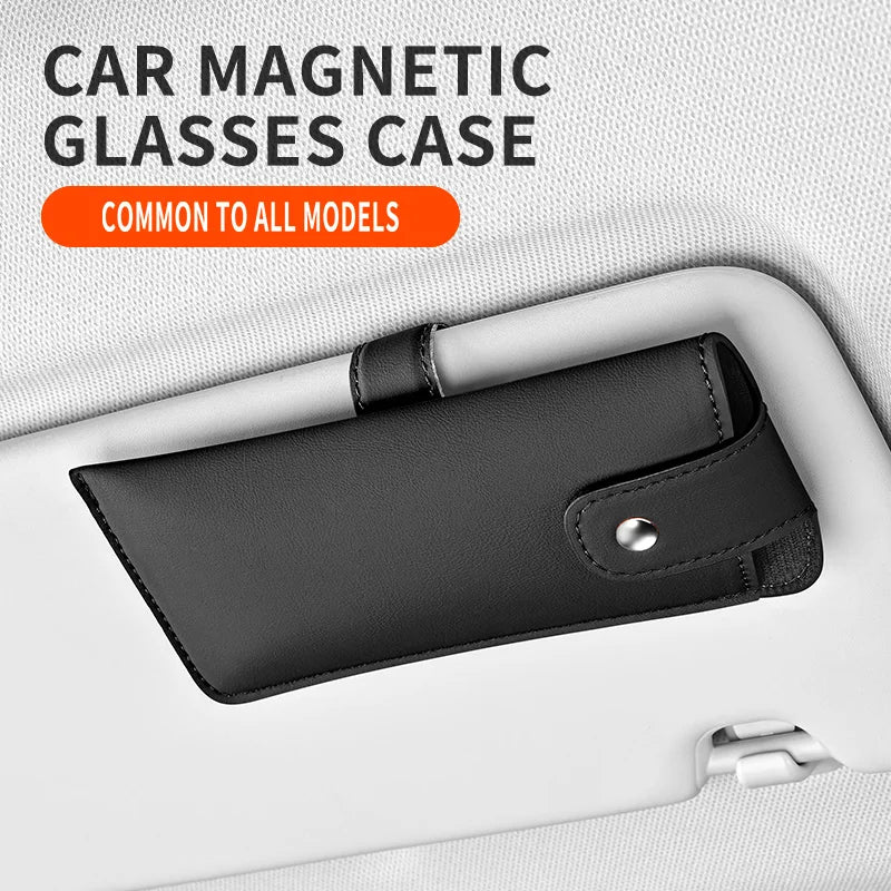 Magnetic Car Sunglasses Holder Case Universal Auto Sun Visor Glasses Box Clip Sunglasses Holder Fastener Eyeglasses Storage