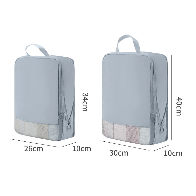 2pcs Set Soft Travel Organizer Storage Bag Suitcase Packing Cubes Set Portable Luggage Clothes Underware Tidy Pouch Compressible
