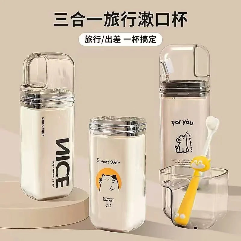 Three-in-one Travel Mug Set Portable Mug Travel Couple Toothbrush Cup Toothpaste Storage Box