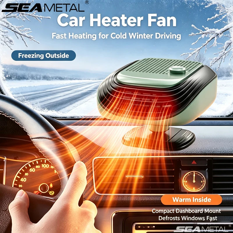 SEAMETAL Universal 12V Car Heater Fan Portable Auto Heater 360° Rotatable Windshield Defroster Fast Heating for Truck Van
