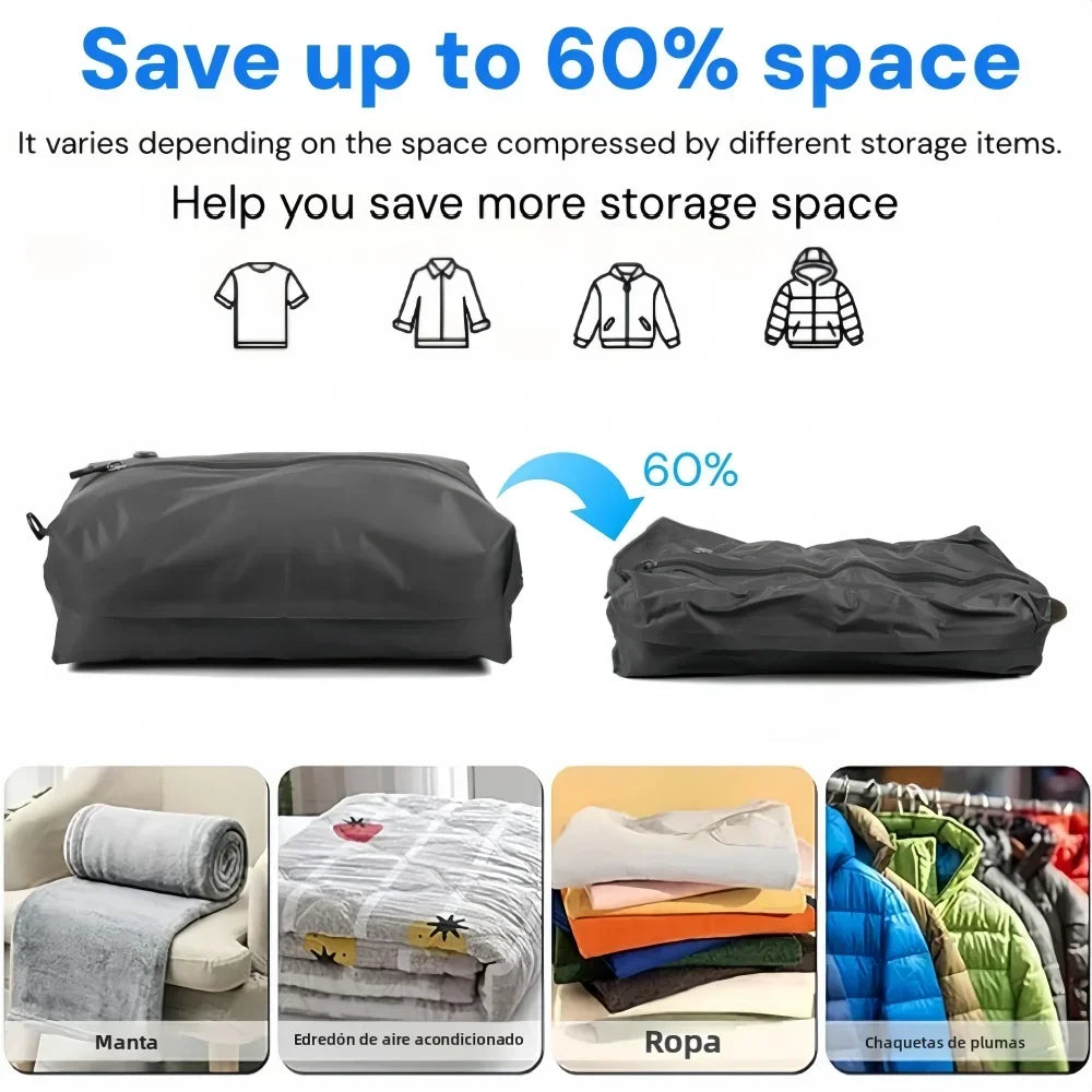 Travel Vacuum Bag for Suitcase Luggage Clothes Storage Bags Business Trip Compression Organizer Pouch Cubes Reusable Space Saver