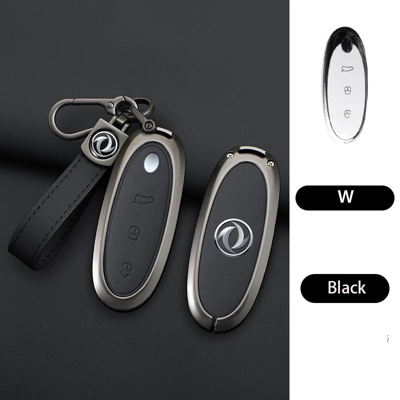 3 Buttons Zinc Alloy + Leather Car Key Case Cover Shell Skin Holder For 2024 Dongfeng NAMMI 01 new Energy Remote Key Protection