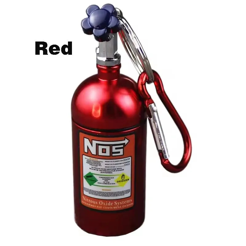 10cm Outdoor NOS Bottle Style Key Chain Car Ashtray Metal Car Ashtray High Quality Aluminium Keychain Bag Pendant