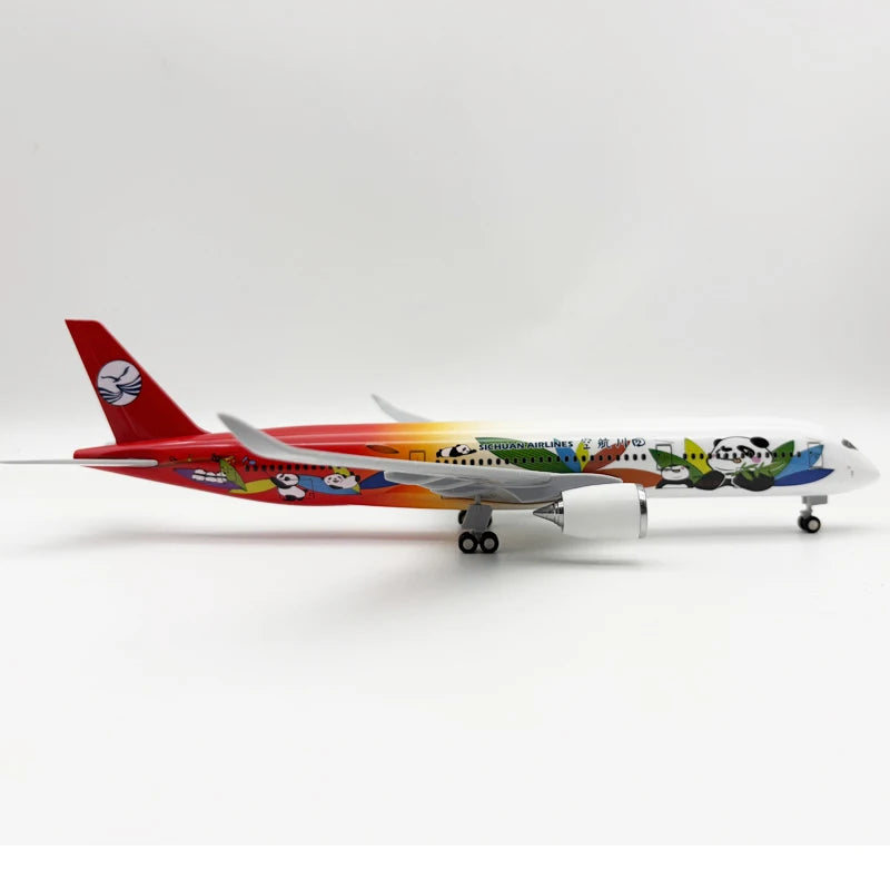30cm A350 Sichuan Airways Diecast Airplane Toy 1/250 Scale Plane Resin Aircraft Models With Wheels & Lights Kids Collection Gift