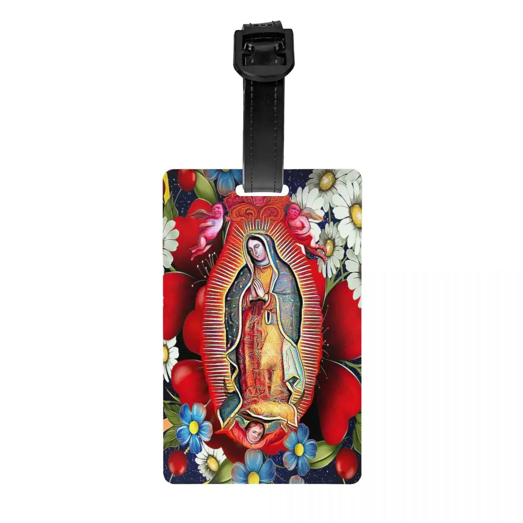 Custom Virgin Mary Luggage Tag Privacy Protection Catholic Christian Baggage Tags Travel Bag Labels Suitcase