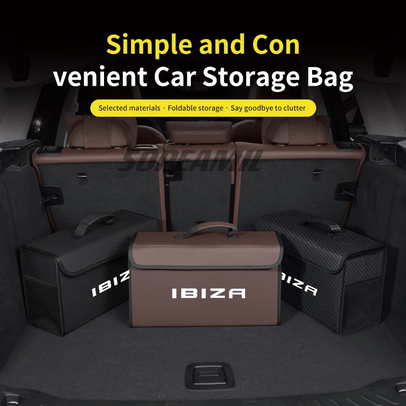 Car Trunk Organizing And Storage Box For Seat Leon IBIZA Brand new Leather Trunk storage box Automobile interior Accessories