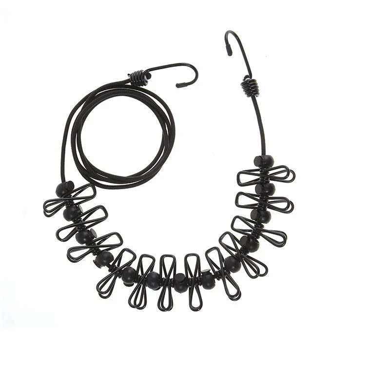 Portable Travel Clothesline Retractable Adjustable Clothes Drying Rope 180cm With 12pcs Clips Camping Outdoor Hanging Clothes