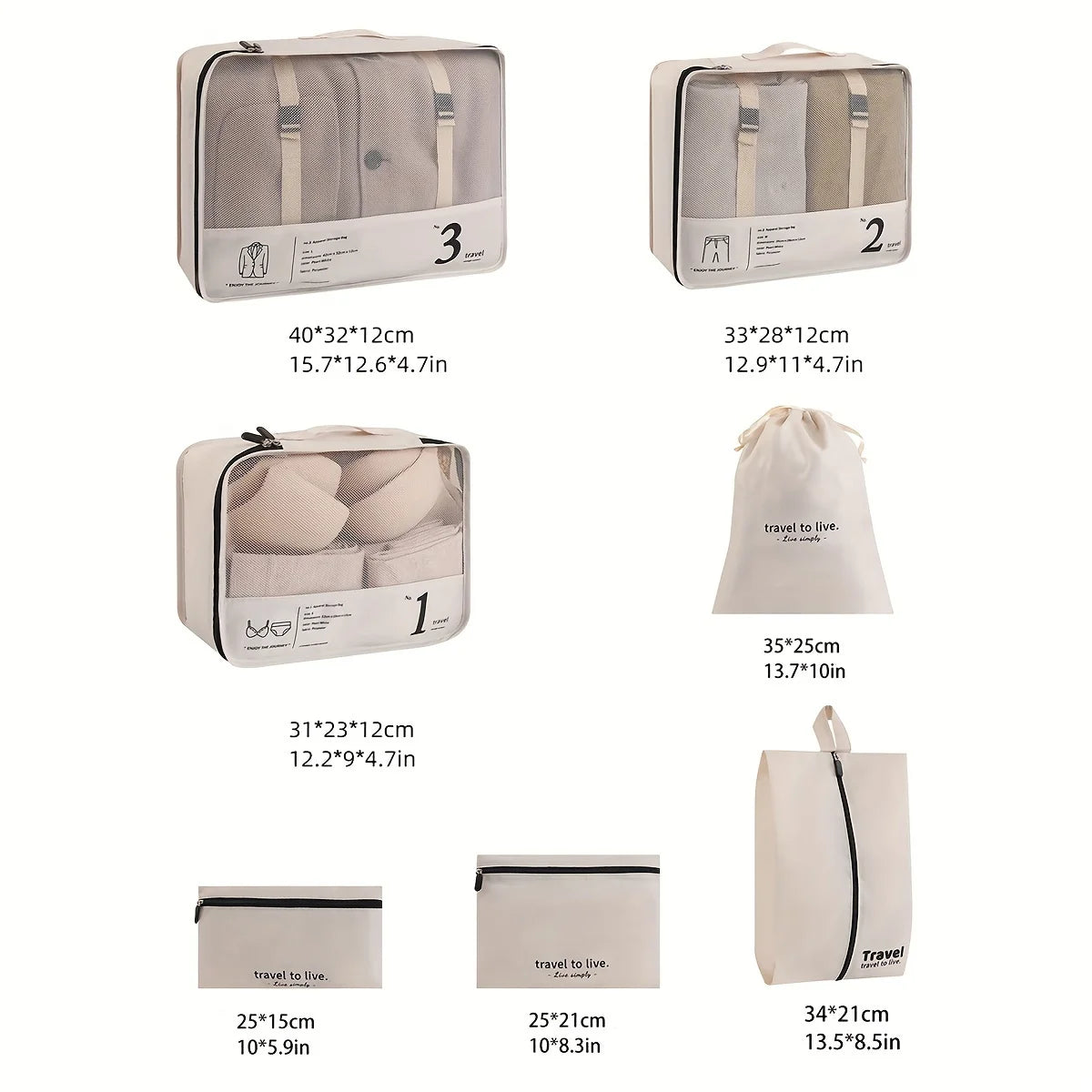 New luggage sorting bag 10 piece portable travel storage bag luggage clothing classification sorting storage bag