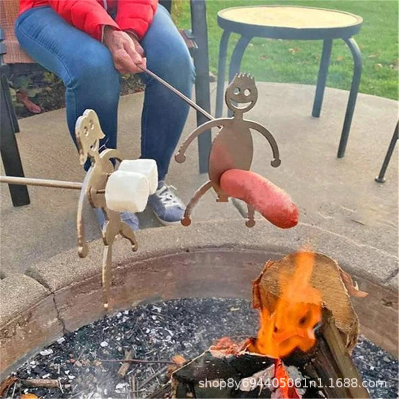 Sausage Hot Dog Boy Roaster Cooker Barbecue Fork Funny Boy Girl Marshmallow Skewers For Barbecue Reusable Grill Stainless Steel
