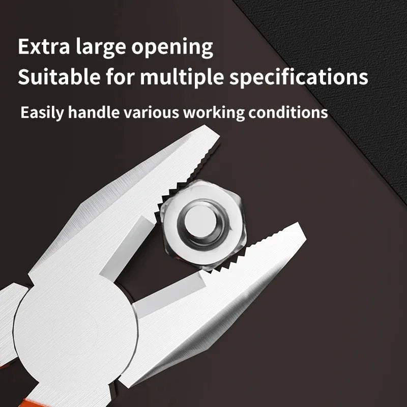Electric Wire Pliers Large Opening Sharp Multifunction Tool for Cutting Twisting Gripping Metal Wires Heavy Duty Industrial Tool