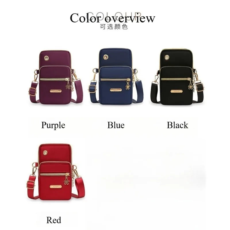New Women's Phone Bag Three-Layer Crossbody Bag Outings Fabric Bag Arm Bag