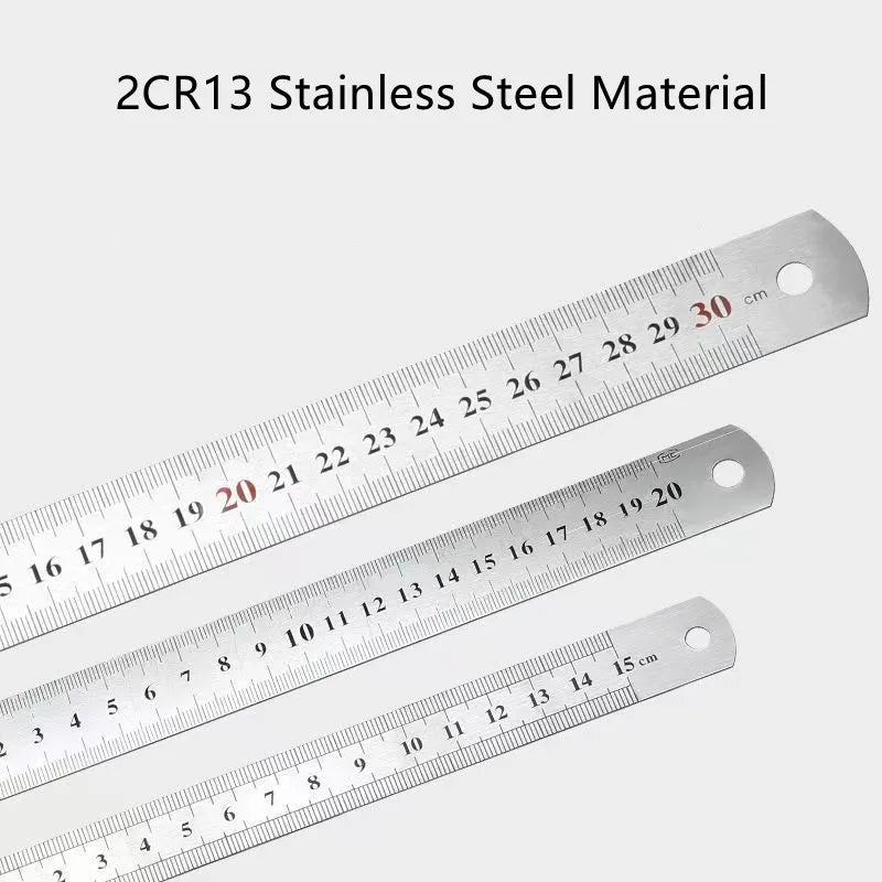 Stainless Steel Metal Straight Ruler Precision Double Sided Precision Measuring Tool Scale Metric Ruler Accessories 15-30cm