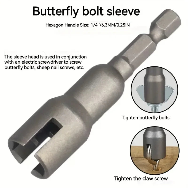 Natural Slotted Butterfly Hole Socket Wrench 65mm Hexagonal Handle Electric Screwdriver Wing Nut Socket Tool