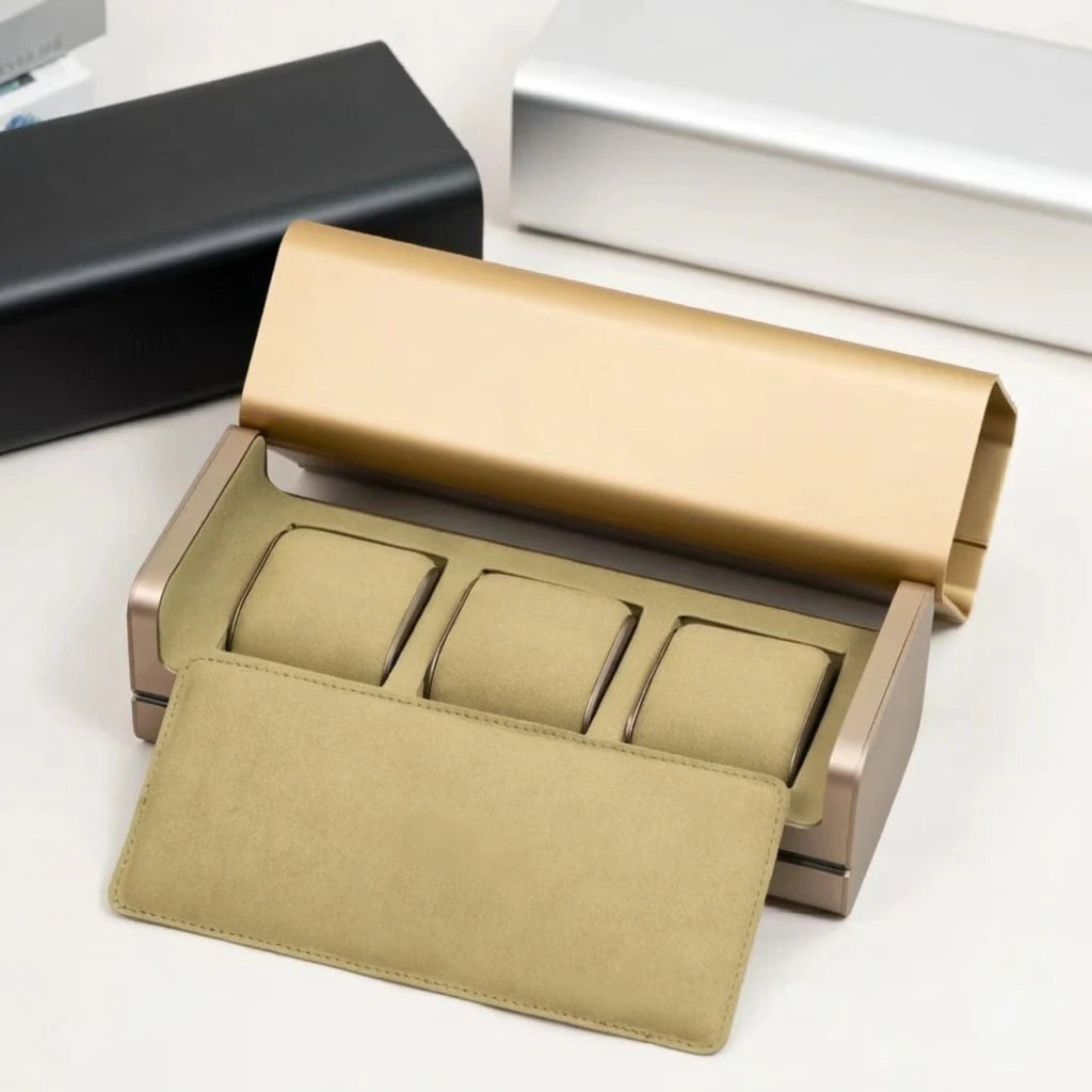 Aluminum Watch Case Three Watches Position Storage Box Jewelry Box