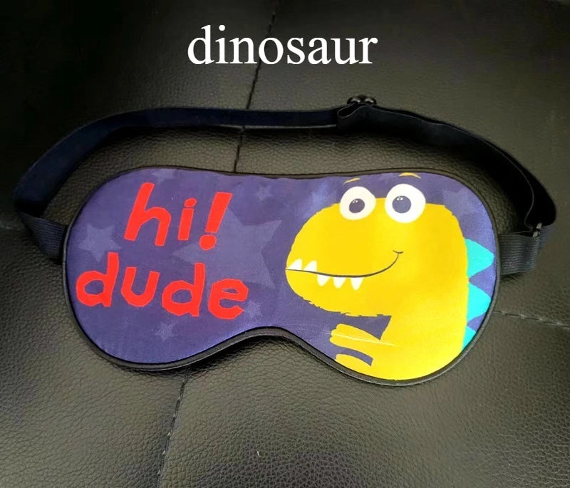 Kids Cartoon Silk Sleep Eye Mask,100% Silk16 Momme Adjustable Elastic Strap Full Blackout Eye Cover for 3-15 Years Old Children