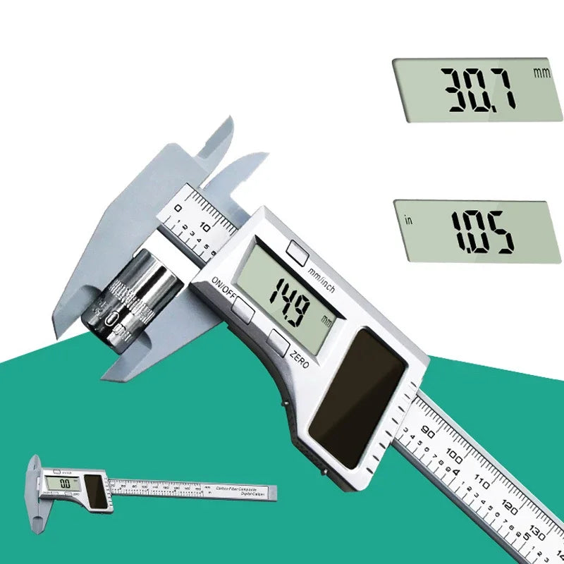 0-150mm LCD Digital Caliper Plastic Solar Vernier Caliper 6-Inch Electronic Depth Measuring Instrument Micrometer Ruler Gauge